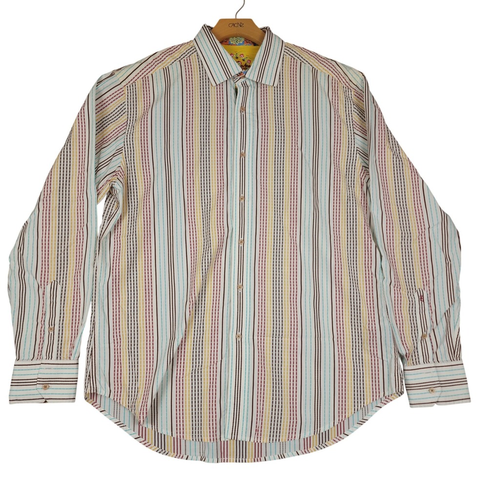 Robert Graham Men's XL Geometric Stripe Button Down Shirt Long Sleeve
